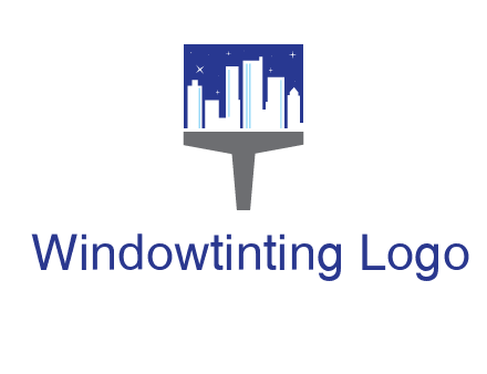city skyline on a paintbrush icon