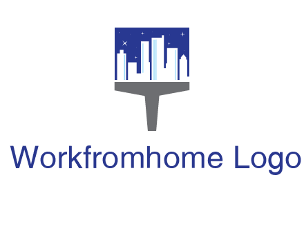 city skyline on a paintbrush icon