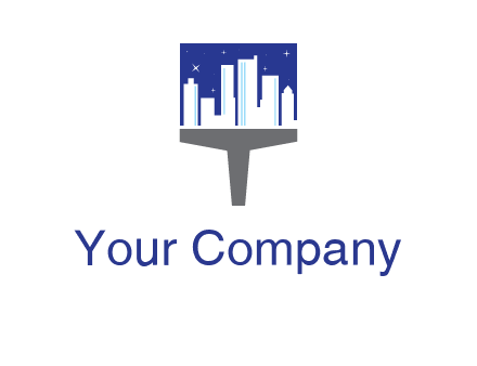 city skyline on a paintbrush icon