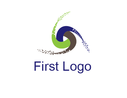 green, blue and brown swirl logo