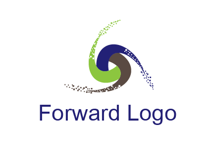 green, blue and brown swirl logo