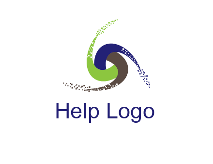 green, blue and brown swirl logo