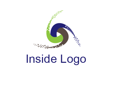 green, blue and brown swirl logo