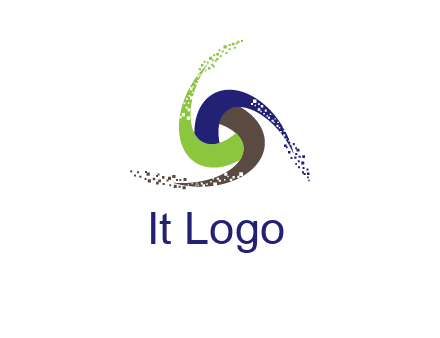 green, blue and brown swirl logo