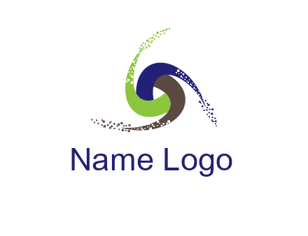 green, blue and brown swirl logo
