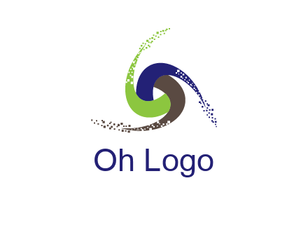 green, blue and brown swirl logo