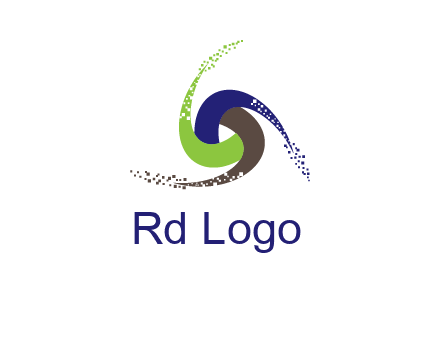 green, blue and brown swirl logo
