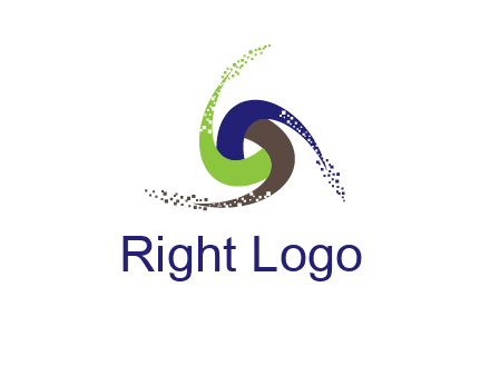 green, blue and brown swirl logo