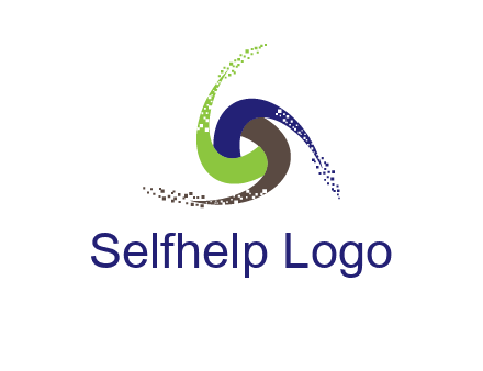 green, blue and brown swirl logo
