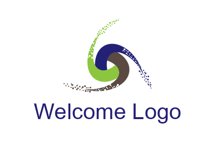 green, blue and brown swirl logo