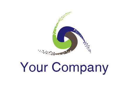green, blue and brown swirl logo