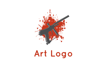gun with blood or paint splatter logo