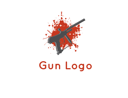 gun with blood or paint splatter logo