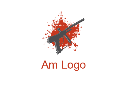 gun with blood or paint splatter logo