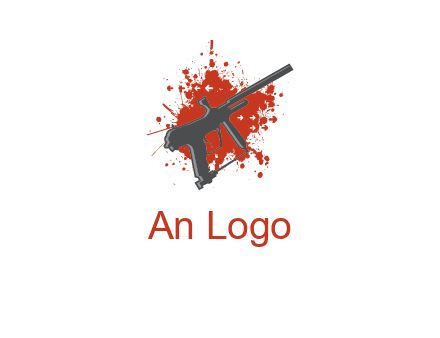 gun with blood or paint splatter logo