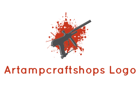 gun with blood or paint splatter logo