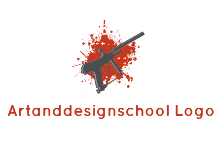 gun with blood or paint splatter logo