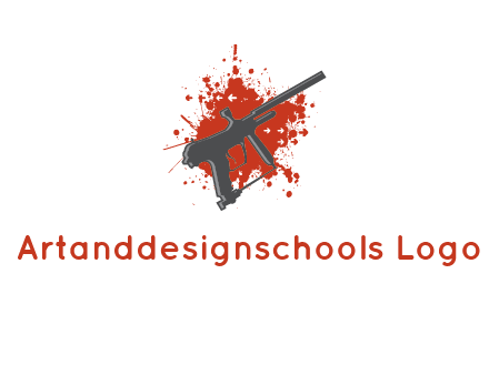gun with blood or paint splatter logo
