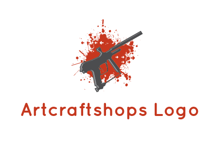 gun with blood or paint splatter logo