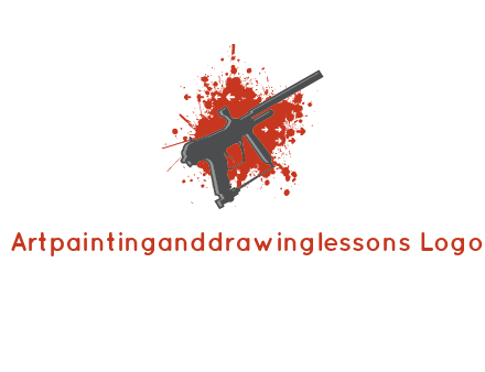 gun with blood or paint splatter logo