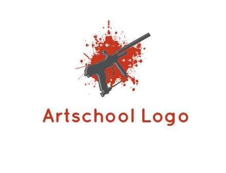 gun with blood or paint splatter logo