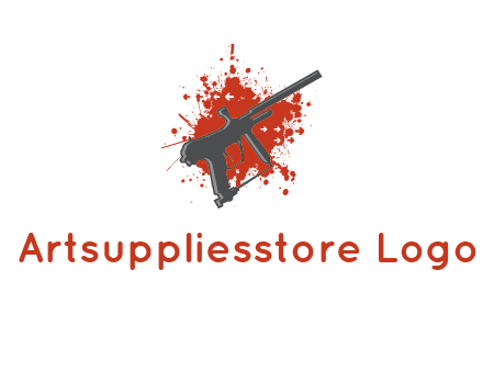 gun with blood or paint splatter logo