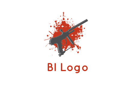 gun with blood or paint splatter logo