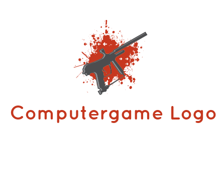 gun with blood or paint splatter logo