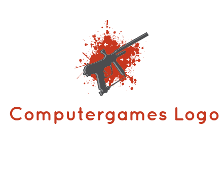 gun with blood or paint splatter logo