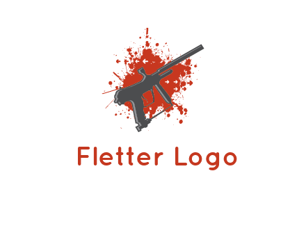 gun with blood or paint splatter logo