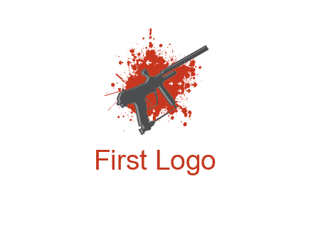 gun with blood or paint splatter logo