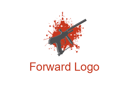 gun with blood or paint splatter logo