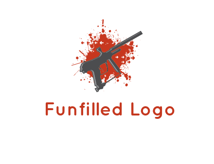 gun with blood or paint splatter logo