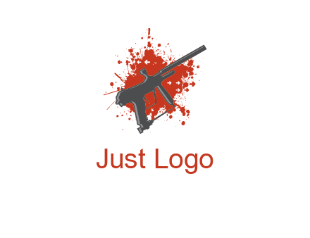 gun with blood or paint splatter logo