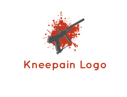 gun with blood or paint splatter logo