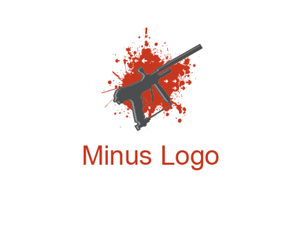 gun with blood or paint splatter logo