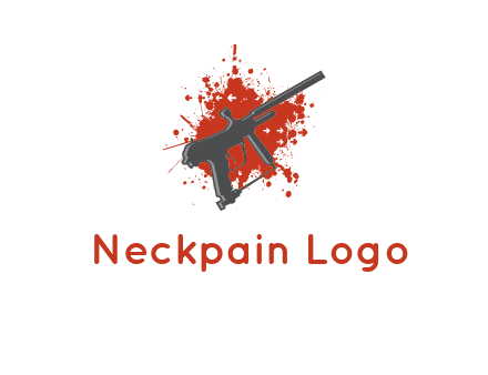 gun with blood or paint splatter logo
