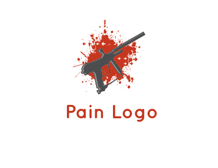 gun with blood or paint splatter logo