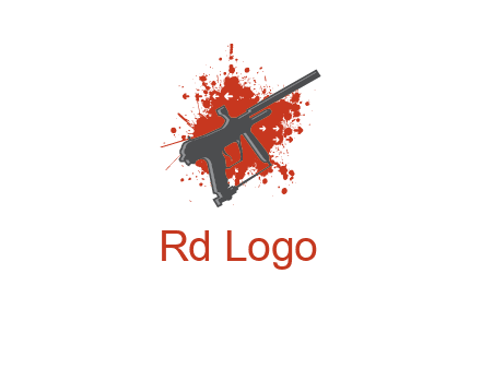 gun with blood or paint splatter logo