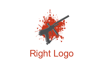 gun with blood or paint splatter logo