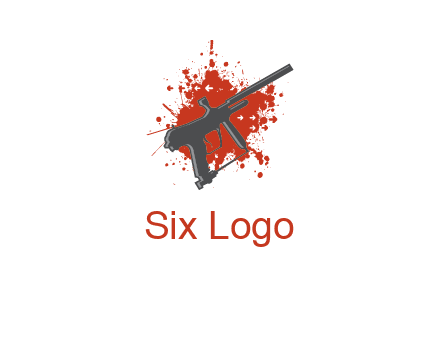 gun with blood or paint splatter logo