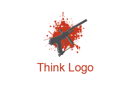 gun with blood or paint splatter logo