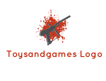 gun with blood or paint splatter logo