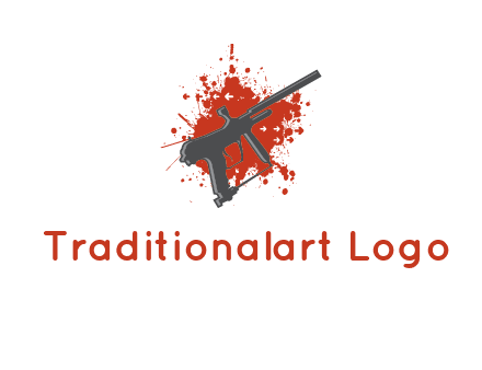 gun with blood or paint splatter logo