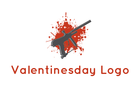 gun with blood or paint splatter logo
