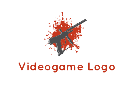 gun with blood or paint splatter logo