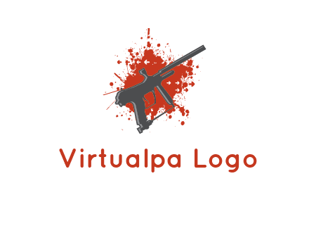 gun with blood or paint splatter logo