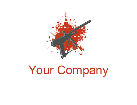 gun with blood or paint splatter logo