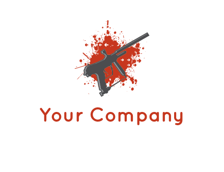 gun with blood or paint splatter logo
