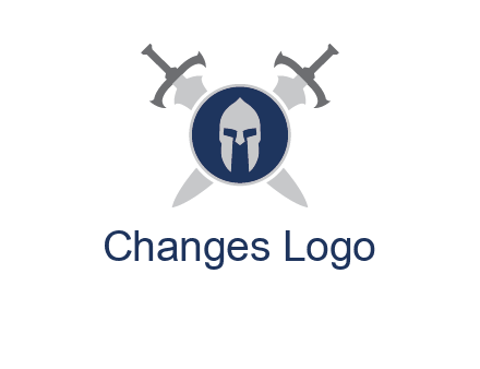 crossed swords behind a circle shield with a gladiator helmet emblem
